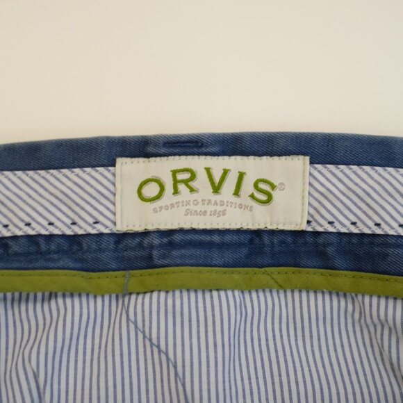 DAMAGED Orvis Blue Chino Shorts Pima Cotton 42 / 8.5 High Rise‎ - Picture 6 of 9